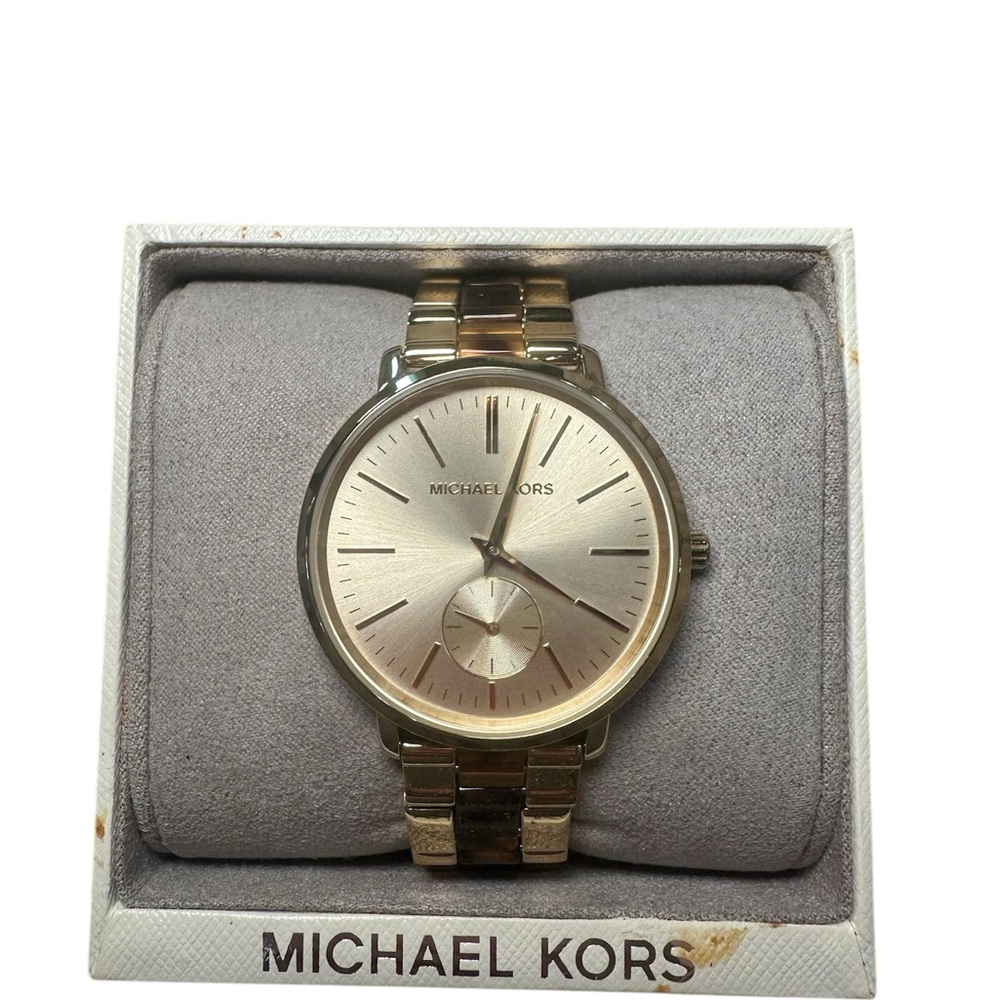 Michael Kors Gold Watch w/ Tortoise Accent Stripe